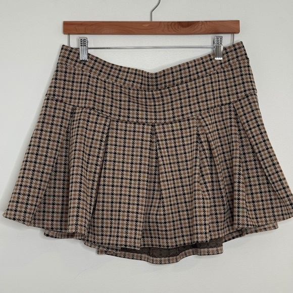 NWT American Eagle Houndstooth Pleated Mini Skirt – Size L - Picture 1 of 5